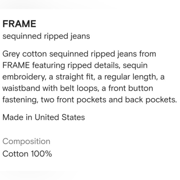 FRAME Gray Denim Sequin Basque Rip Distressed High Rise Button Fly Crop Jeans 27 - Picture 16 of 16